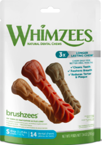 whimzees brushzees natural grain free dental dog treats